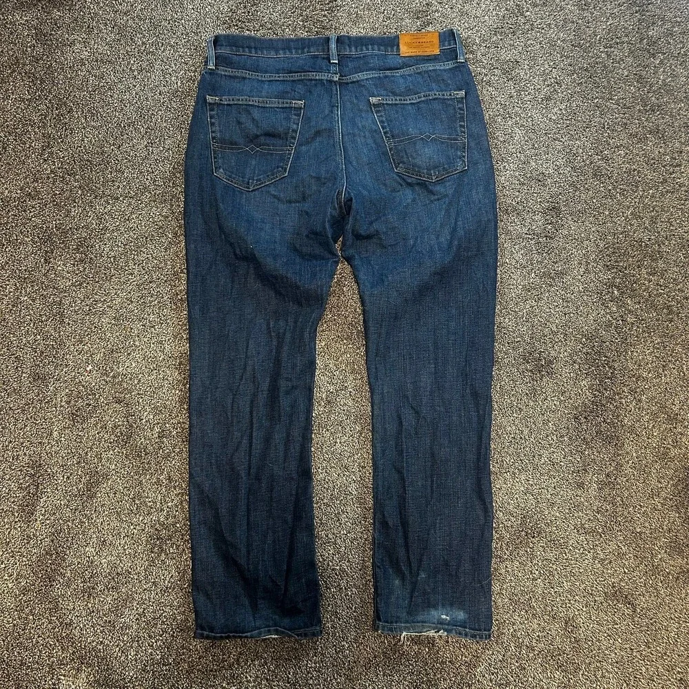 Lucky Brand 121 Heritage Slim Jeans Mens 34x30 Blue Good Frayed Hem Denim